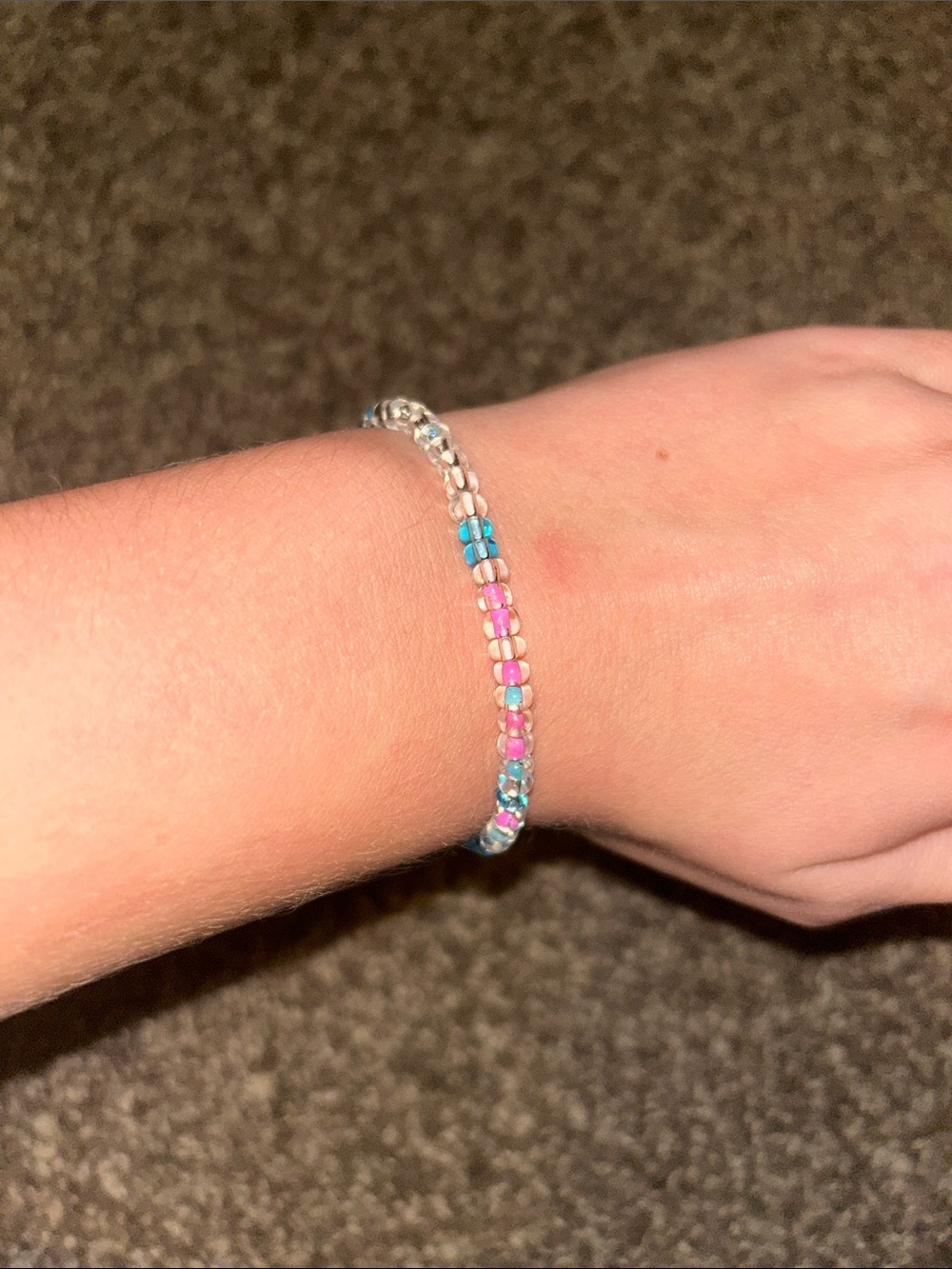 Delicate Pink & Blue Seed Bead Bracelet - Women Jewelry